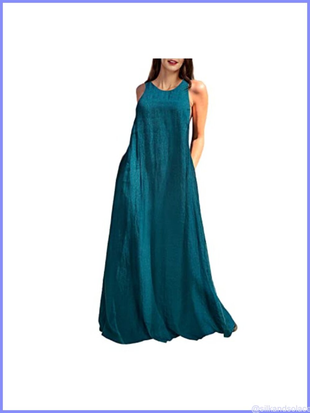 Sleeveless Linen Maxi Dress with Pockets, Casual